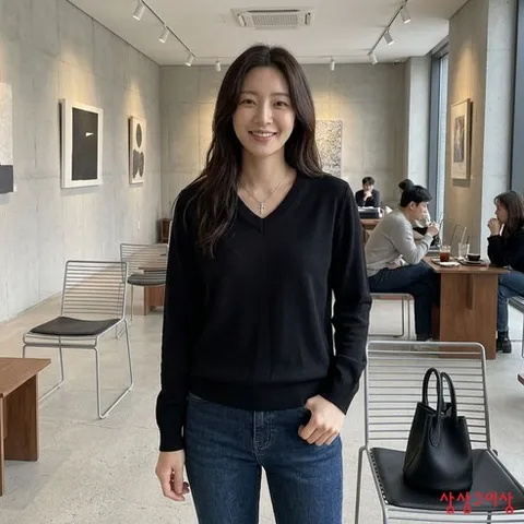 상상그이상 여성용 촉감왕 기본 브이넥 캐시미어 니트