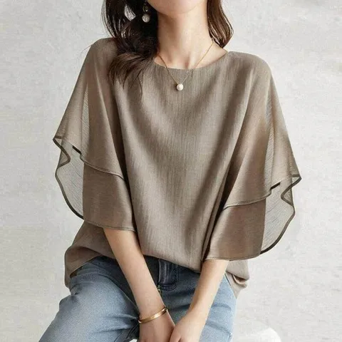 여성 여름 고급 티셔츠 반팔 블라우스 데일리룩 캐주얼 라운드넥 반팔티