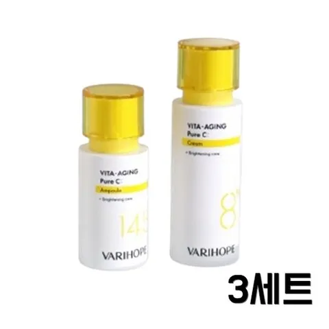 베리홉 미백 앰플 + 크림 비타에이징 퓨어씨 앰플 + 크림 세트, 3세트