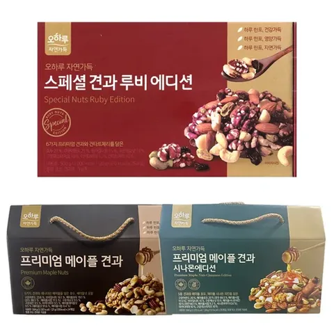 오하루 자연가득 프리미엄 견과 3종 메이플견과 / 메이플견과 시나몬에디션 / 스페셜견과 루비에디션