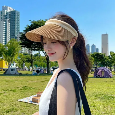 베러바이즈여성여름라탄 밀짚 라피아 햇 썬 캡모자