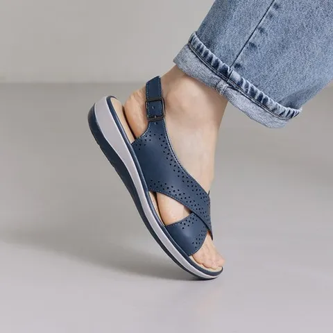 슈리오 여성 소가죽 푹신한 발편한 샌들 4cm
