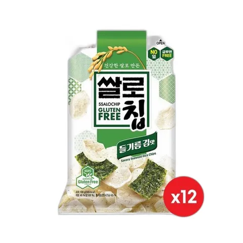 (신세계라이브쇼핑)쌀로칩 들기름 김맛, 12개, 100g