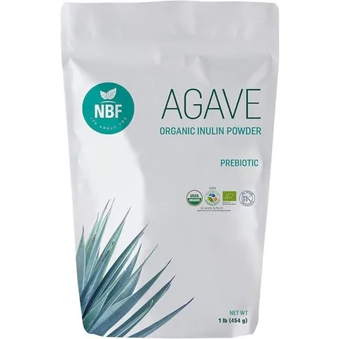 NBF NATURA BIO FOODS - 유기농 아가베 이눌린 파우더 | 프리바이오틱 섬유 보충제 | 장 지원 | 맛이나 뒷맛 없음 | 비건 및 케토 친화적 | 473.2ml(, 1개, 454g