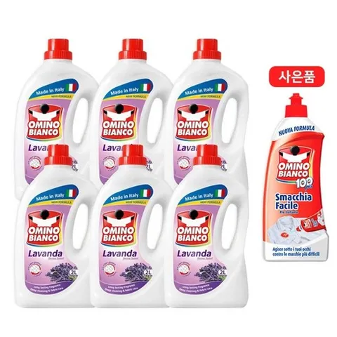 [싱글패키지]오미노비앙코 라벤더향 2리터 +찌든때 제거제 1통 사은품제공, 6개, 2L