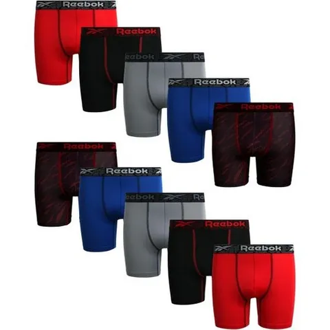 리복 복서 브리프 - 10팩 소프트 컴포트 퍼포먼스 스트레치 속옷 남자용 통기성 (6-18) 1560676