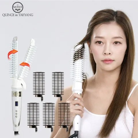 퀸스IN태양오토롤링 브러쉬고데기시즌2+헤어롤5개 자동회전 뽕 뿌리볼륨 매직 볼륨웨이브 판고데기헤어롤탈착 봉고데기사용가능 해외겸용