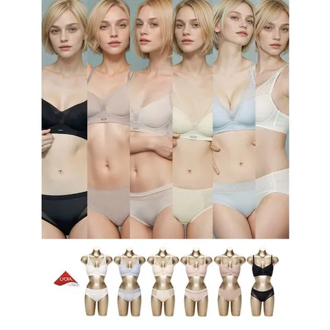 라이크라 라이크라 노와이어 옆구리 3단 보정 브라팬티세트 2종 6+6