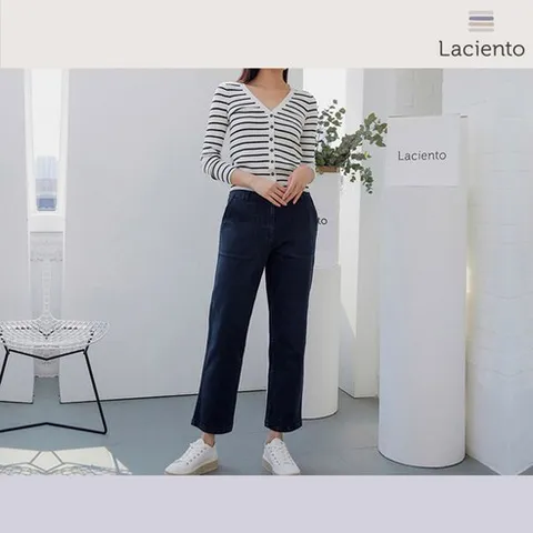 [네이비/55][런칭가 79000원] 라씨엔토 내츄럴 컬러 데님팬츠