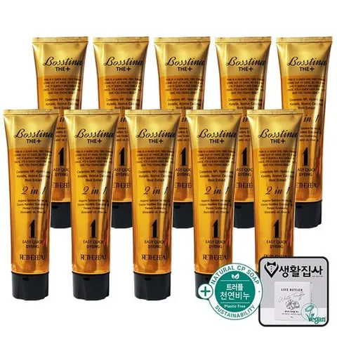 보스티나더 플러스 2in1 셀프염색약염색제 다크브라운 + 천연비누, 10개