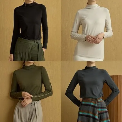 리베레츠 모달 배색 스티치 티블라우스 4종세트 969643