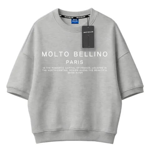 몰토벨리노 MOLTOBELLINO 파리 커플 오버핏 세미크롭 반팔 맨투맨 티셔츠