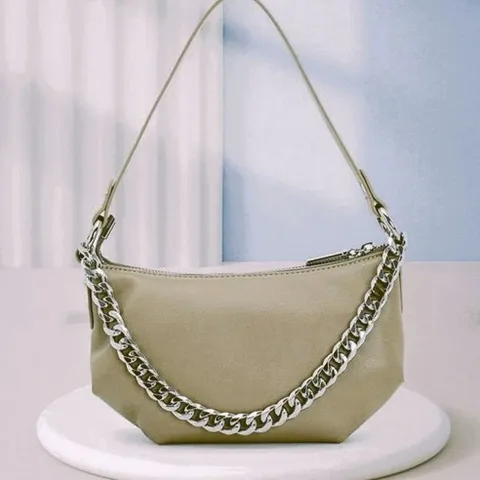 QICHI 천연소가죽 숄더 심플한 체인 토트백