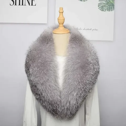 MS.MinShu-여성용 푹신한 넥 워머 맞춤 제작 천연 프로스트 실버 블루 폭스 퍼 칼라 겨울