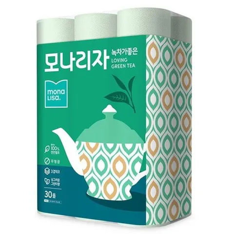 물에녹는 먼지없는 친환경 무형광 천연펄프 화장실 비데 두루마리 3겹 휴지 롤티슈 30롤, 30개