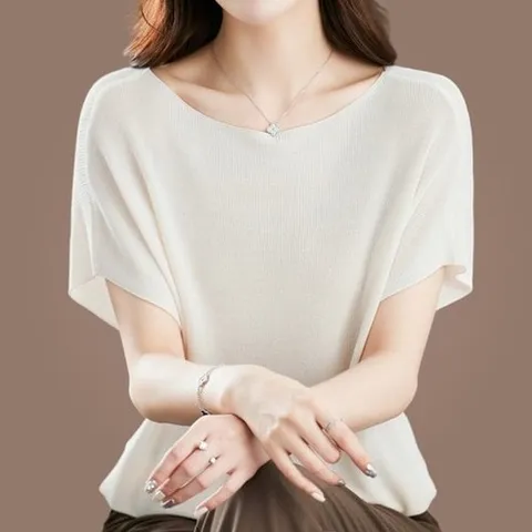 스윗트리 심플라인 썸머 실크 니트 티셔츠 블라우스 h0055 _P342403379 823099