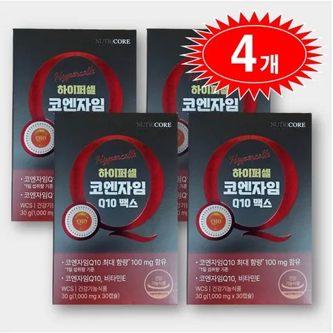 뉴트리코어 코엔자임 Q10 맥스 1000mg 1개, 30정, 4개