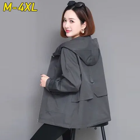 여성 봄가을 루즈핏 후드 점퍼 중년 캐주얼 오버핏 숏 아우터 간절기 자켓