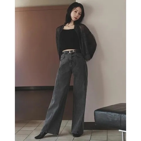 더엣지 25FW 커브드 와이드 데님 923652