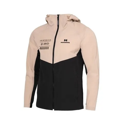 험머 25SS 남성 H2 시그니처 로고 트랙 후드 웨더 자켓 베이지