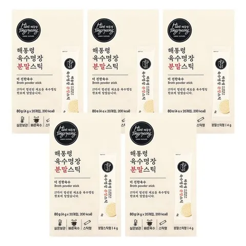 해통령육수명장더 진한 육수분말스틱, 5박스, 80g