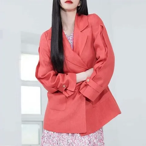 [80%이상 OFF] 린넨100 와이드 카라 주름포인트 자켓