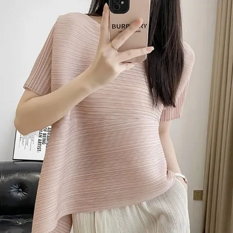 HJ무브먼트 마담 여성 여름 플리츠 블라우스