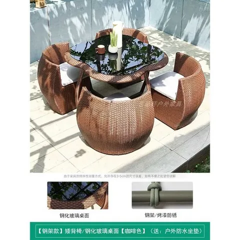 라탄테이블세트 풀빌라 펜션 리조트 방수 4인용식탁, A 패키지