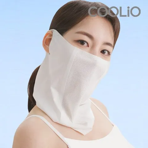 쿨리오 자외선 차단 골프 마스크 UV 얼굴 햇빛 가리개 여성 남성 쿨 국내 제조, 화이트+블랙, 화이트, 1개