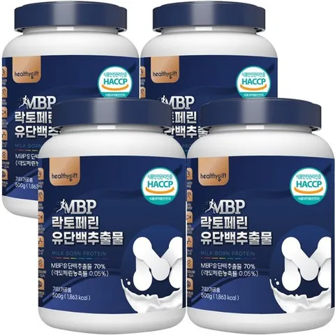 MBP 유단백 추출물 분말 식약처 HACCP 인증 락토페린 함유 가루 대용량 500g, 4개