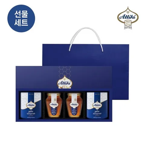 Attiki 아티키 그릭 허니 타임 천연꿀 세트(250g*2병 + 8g*30스틱 2박스 + 쇼핑백), 250g, 2개