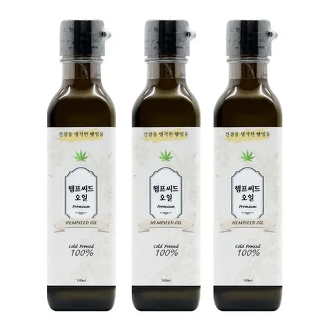 햄프씨드 오일 저온압착 햄프씨드유 대마종자유 대마 종자 오일, 3개, 180ml