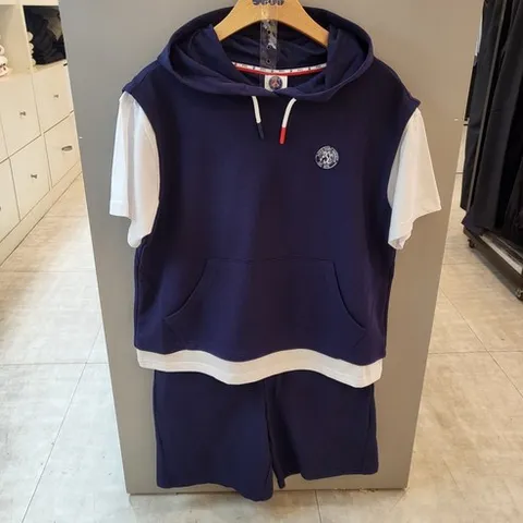 에스핏주니어 25년 SS 캐주얼한 디자인 PSG 후드베스트 레이어드 5부반바지 상하세트 (상세설명참조) 뉴코아울산성남