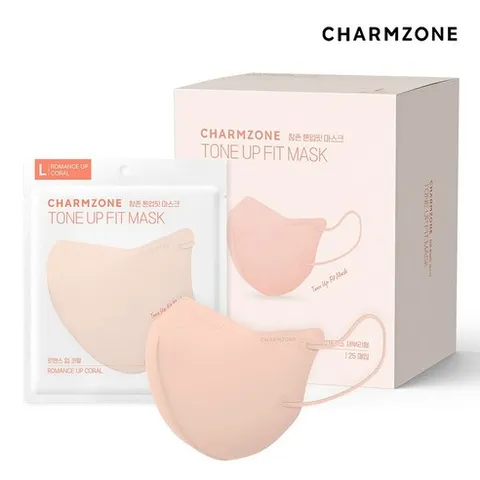 참존 톤업핏 마스크 중형, 25개입, 1개, 로맨스업 코랄