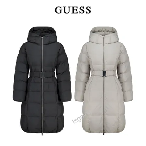 2025 F/W 게스 여성 롱 다운 재킷 여자 허리버클 롱 패딩