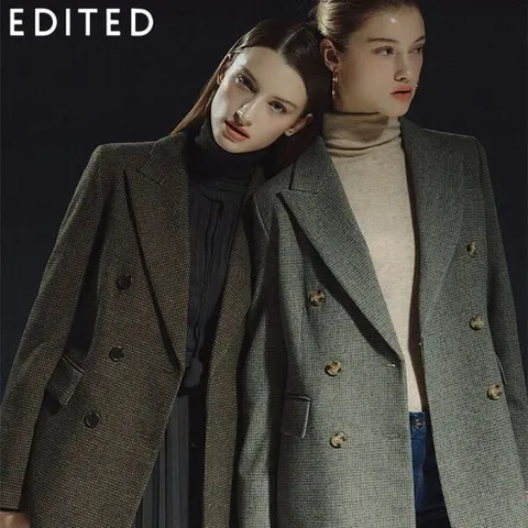[홈쇼핑방송/에디티드(EDITED)] 에디티드 울 체크 재킷-사이즈 5588다양