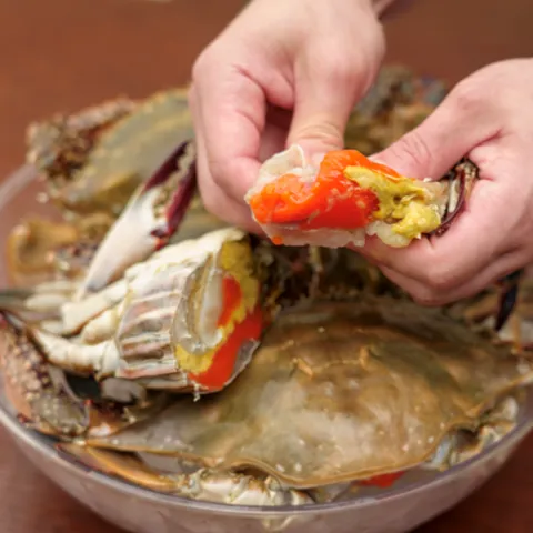 K꽃게 어부가 직접 판매하는 알 80% 가을 암꽃게 급냉, 1개, 1kg(5~6미)