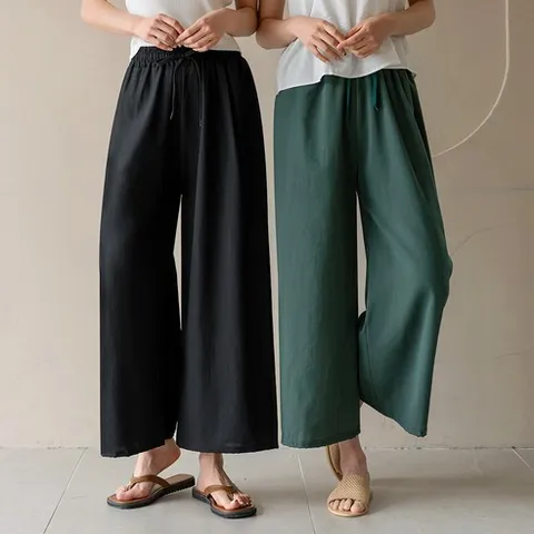 앤더데이 여성용 통풍솔솔 인견 8부 와이드팬츠