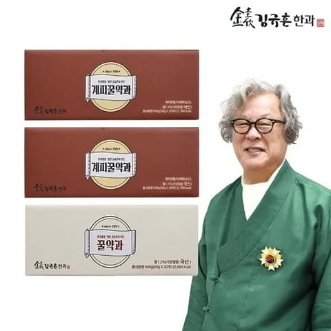 [쇼핑엔티] [명장 명인 김규흔의 달콤한 약과] 김규흔 명장 약과 세트 2종 60개 [꿀약과 20개+계피약과 40개], 없음, 600g, 1개