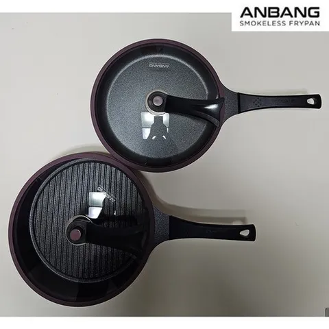 26년형 안방 연기잡는 후레쉬팬 고기 + 생선팬 세트 냄새 없는 안나는 먹는 빨아들이는 삼겹살 생선 불판 후라이팬 프라이팬, 2개, 28cm
