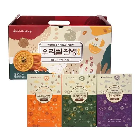 신화당제과 우리쌀전병 3가지맛 선물세트( 세트수량 옵션선택), 1세트, 612g