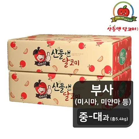산들앤중대과산들앤 달코미 세척사과 2.7kg x 2박스 (총 5.4kg)
