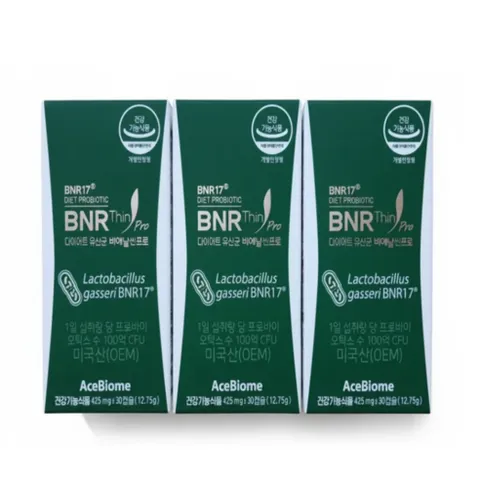 체지방감소 장건강 모유 특허 유산균 BNRThin Pro 김희선 유산균 다이어트 BNR17 비에날씬 프로 락토바실러스가세리 비엔알17, 3세트, 30정