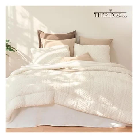 [더플레오] ★한정특가★[Q]니트 자카드 극세사 침구세트, 사이즈:퀸 / 색상:아이보리 / 무늬:니트무늬