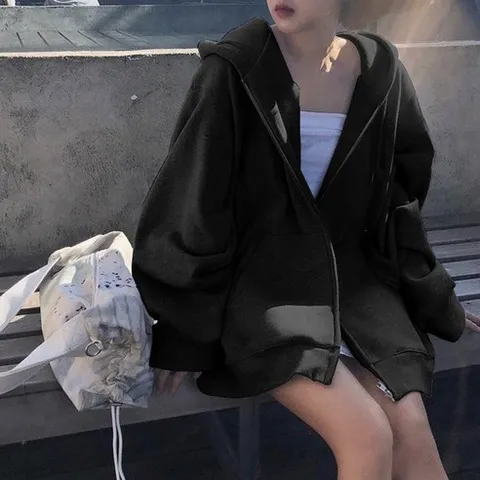 BROWMODA 여성 후드티 루즈핏 캐주얼 스포츠 지퍼 가디건 아우터 후드집업