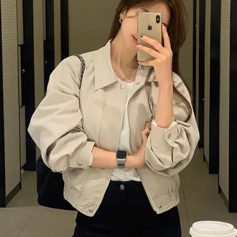 SAHINER 여성 봄가을 루즈핏 자켓 심플 캐주얼 점퍼 BWT39