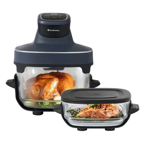 리빙웰 설거지 줄이는 원스탑 오픈형 글라스 에어프라이어 조리 식사 보관까지 한번에 /4.5L+2.5L/GL880, 단일, GL880