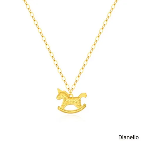 디아넬로24K 럭키 유니콘 목걸이+ (방송) 24K 금박 페가수스 키링+ 999 실버 행운 말 수표