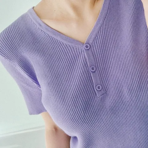 nanalshop 44~99 여성니트 반팔티 니트티 브이넥티셔츠 빅사이즈 티셔츠 여성반팔티 롱티 임부복 홈웨어 여름티 봄티 단추티 니트티셔츠