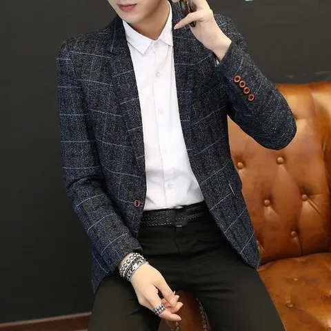 AOKADA 남성 봄 가을 체크 캐쥬얼 세미 정장 자켓 비즈니스 오피스룩 하객룩 블레이저